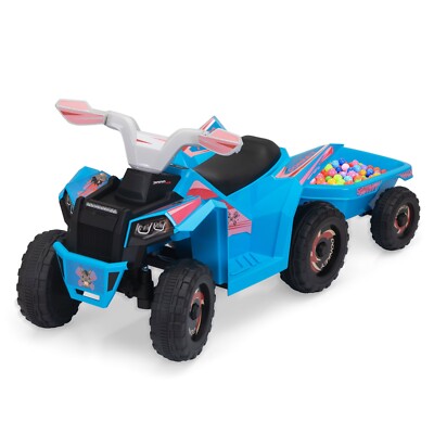 TOBBI 6V Kids Electric Ride on Car Toddler Quad Bike ATV w/Trailer for Kids 3-6