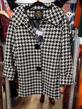Hell Bunny Black/white Check Vintage Coat Size 10 Nwt