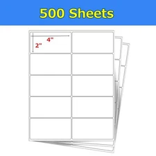 4 X 2 5000 Address Shipping Labels Self Adhesive 10 Per Sheet for laser Ink Jet