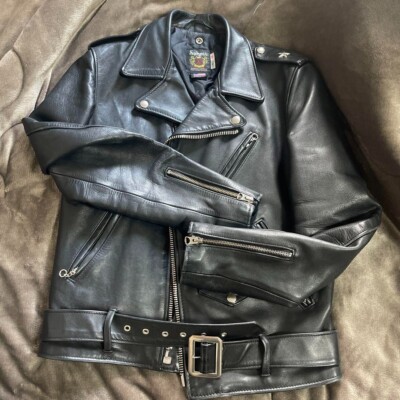 Schott Black Leather Riders Jacket 38 One Star Current Tag #0124
