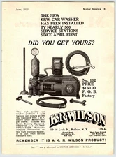 KRW CAR WASHER Auto Shop Parts Vintage 1930's 5" X 6.5" Magazine Ad M111