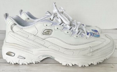 SKECHERS D'lites Air Cooled Memory Foam Sneakers White/Silver Women’s Size  10W