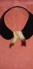 Vintage Tucker by Fran Lou Black Velvet Mink Tails Fur Trim Collar