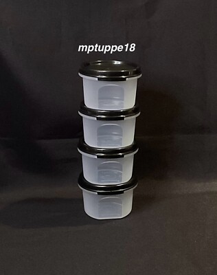  Brand New Tupperware 200mlModular Mate Round #1 Containers Set Of 4~Black Seal*