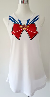 Sailor Moon Bow Girl Tank Top, neu Gr. XXL, weiß bunt, Anime, Kostüm, breit lang