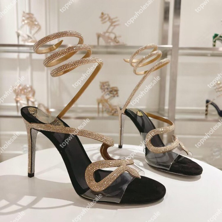 美品‼︎RENE CAOVILLA ラインストーン ブーティー Rene Caovilla Women's Crystal Rhinestone Serpentine Ribbon