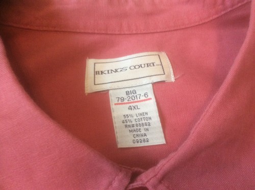 Kings' Court BIG Short Sleeve CORAL Button Down LINEN COTTON Dress Shirt 4XL - Picture 3 of 11