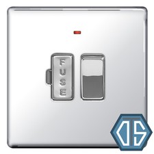 BG FPC52 Polished Chrome Switched Fused Spur with Neon Screwless Flatplate