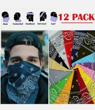 12 pcs Bandana Scarves Paisley Head Face Mask Wrap Scarf 100 Cotton