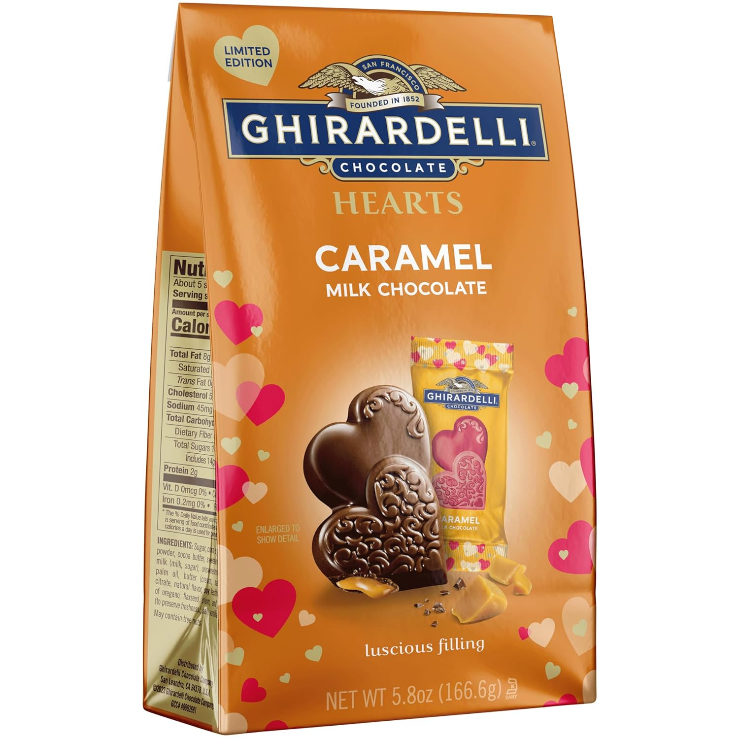 Шоколад Ghirardelli Chocolate Company с молочным шоколадом и карамелью Дуэт сердечек в форме сердца С 3190₽
