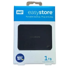 WD - Easystore 1TB External USB 3.0 Portable HDD- Black NEW OPEN BOX