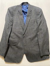 100 wool Tommy Hilfiger Blazer Mens 44L Gray Suit Jacket Sport Coat 44 Long