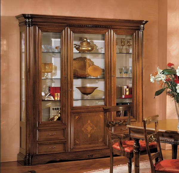Vitrine 3 TüR Schrank Vitrinen Wohnzimmer SchräNke Design Schrank MöBel Glas Neu-image