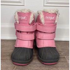 Cat Jack Girls Pink Black Faux Fur Lined Winter Snow Duck Boots Size 10