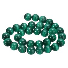32Pcs, Grass Green Cat's Eye Stone Beads 12mm Round Crystal Loose Bead