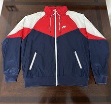Nike Windrunner Jacket Hooded Foldable Windbreaker Red-Navy-White Mens Size M