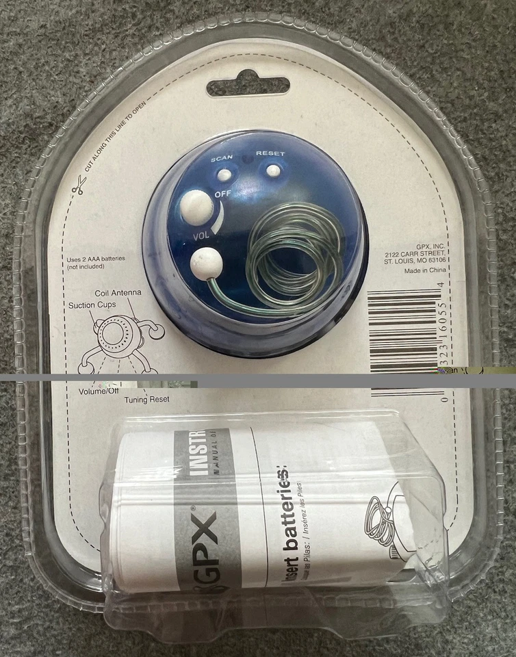 GPX Digital FM Scan Radio R1605TBLU Built-In Speaker w/Suction Cup Mounts NEW!! - Image 2 of 4