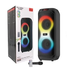 DJ Powered Karaoke Party Bluetooth Super Bass Dual 8 Inch 60W Speaker RGB Light