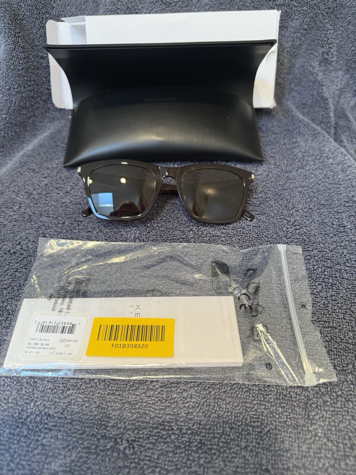 Occhiali da sole Saint Laurent avana tartaruga grigio nuovi SL 281 slim