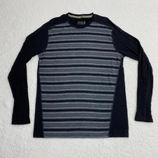 Smartwool Merino 150 Shirt Mens Large Black Striped Wool Long Sleeve Outdoor