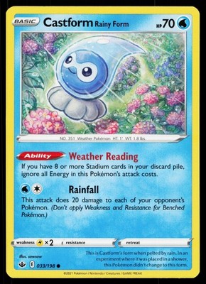 Castform Rainy Form 033/198 Chilling Reign Pokemon Near Mint
