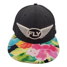 New Era 9FIFTY Fly or Die Snapback Wool Hat Floral Brim Black Multicolor Cap
