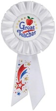 Great Teacher Rosette of Size 3&frac14;" x 6&frac12;" for Halloween - Beistle
