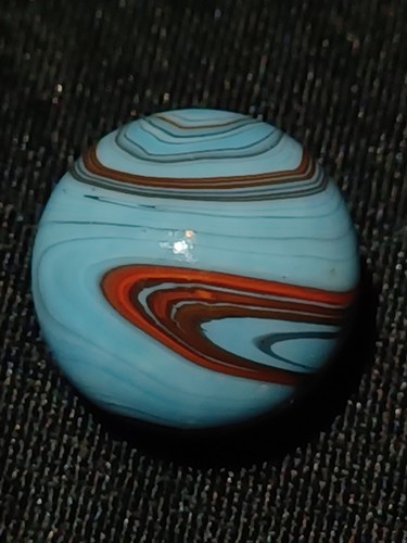 EXTREME Beautiful Striped Opaque blue/aqua/orange/dark red/grey .60 CAC 1920s