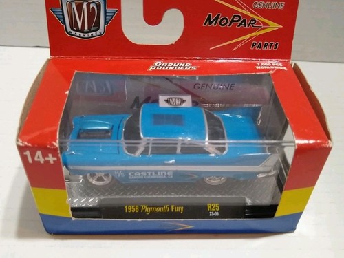 2023 M2 Machines 1958 Plymouth Fury Ground Pounders R25 Blue - Picture 2 of 5