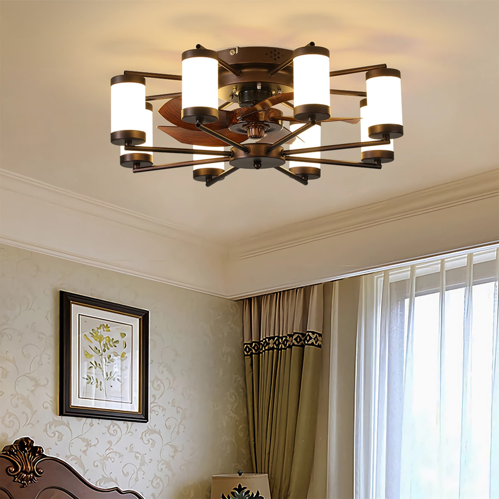 6-Speed Reversible Ceiling Fan with Dimmable LED Light  