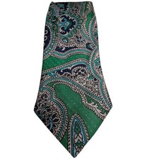Vintage Burberrys Silk Paisley Tie Green Blue Made in England 80s 90s