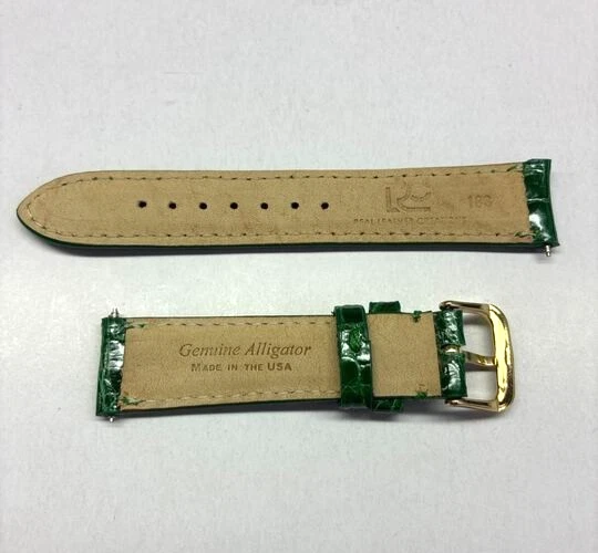 Correa de reloj de cocodrilo genuina verde corta de 18 mm - EE. UU. Foto 2 de 3