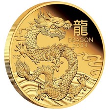 1 oz 100$ Australien Goldm&uuml;nze Lunar III. - Jahr des Drachen 2024 PP mit Box
