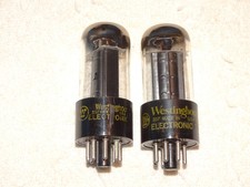 2 x 6V6gt Westinghouse Tubes Clear Glass Very Strong Matched Pair 2