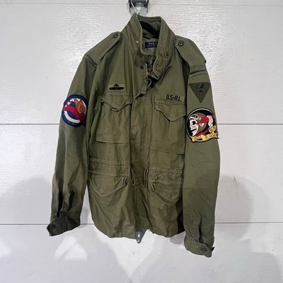 Polo Ralph Lauren パッチ付きミリタリージャケット M Polo Ralph Lauren Military Field Jacket Mens L Olive Green