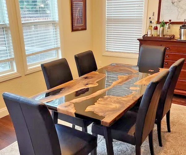 Epoxy Resin Walnut Wood Table Top Custom Order For Home Decor Kitchen Dinning - Image 3 of 4