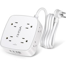 8 Outlet Surge Protector Power Strip with 4 USB Ports, 6Ft Extension Cord, Wall