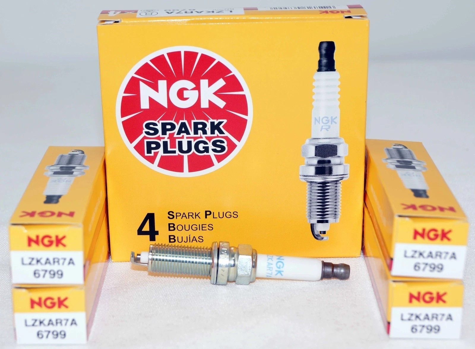 Set of 4 Genuine NGK 6799 Spark Plugs LZKAR7A