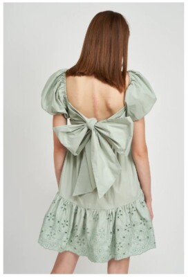 en saison cotton poplin mini dress Isabella Bow Detail Cotton Poplin Minidress (Women)