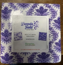 Lavender Fields Fabric Jan Shore Benartex 42 Pcs 5" x 5" Charms