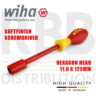 Wiha 00862 Hex Driver Screwdriver 1000v VDE Electrician 11mm SoftFinish Grip