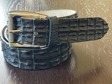 Luxus Gürtel schwarz Krokodilleder 4 cm Unis...