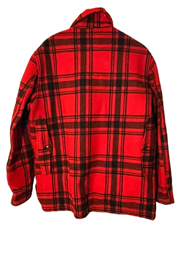VTG Woolrich Men's 40s 50s Red Wool Plaid Mackinaw Jacket Sz 44 - Picture 2 of 8