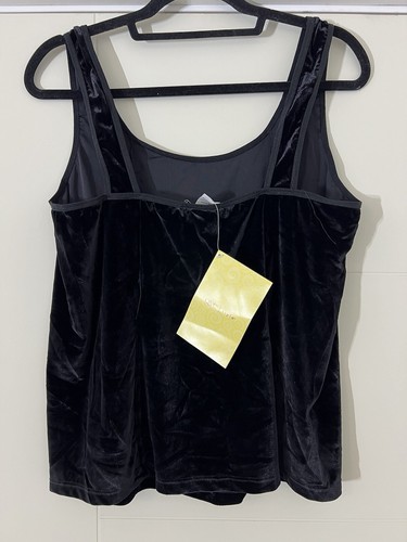 Velour Tank Top Kathleen Kirkwood (New) 1X Black With Size Chart Womens