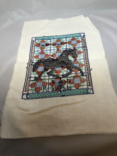 Vintage Completed Cross Stitch Needlepoint Horse Weather Vane Unframed - Picture 3 of 5