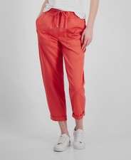 Tommy Hilfiger Women's Red High Rise Cuffed Twill Pants Size XL