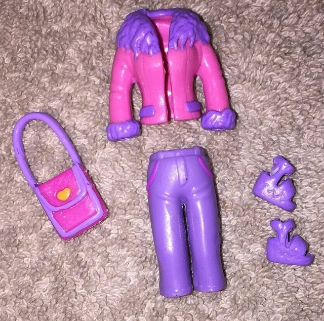 Vintage Polly Pocket Outfit Pink & Purple Jacket, Pants, Shoes & Purse eBay