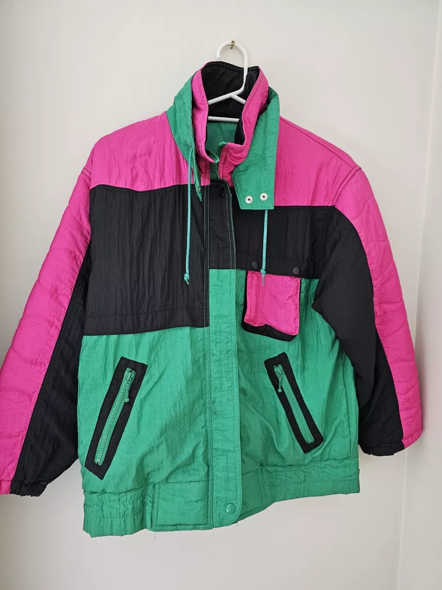 Saint Lori Vintage Ski Style Jacket Pink Green Black Size M eBay