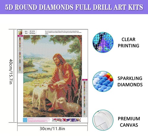 Jesus DIY 5D Diamond Painting Art Kits for Adults Full Drill Gem Art Wall Decor - Picture 5 of 7