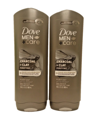 2 Dove Men Care 18 Oz Charcoal & Clay Purifying Micromoisture Body Face Scrub